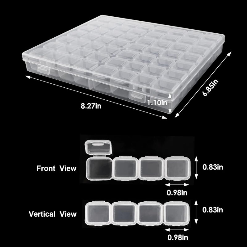 Ecurfu 56 Slots Diamond Painting Storage Containers, 56 Girds 1 Pack, Bead Storage Containers, Diamond Art Organizer Box, Diamond Painting Accessories, Embroidery Storage with Label Stickers - Image 2